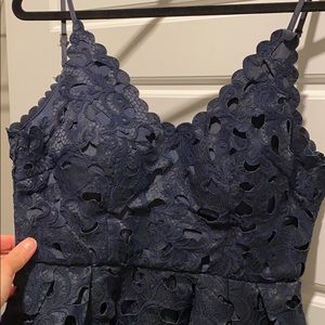 Spaghetti strap navy blue dress